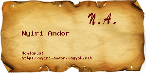 Nyiri Andor névjegykártya